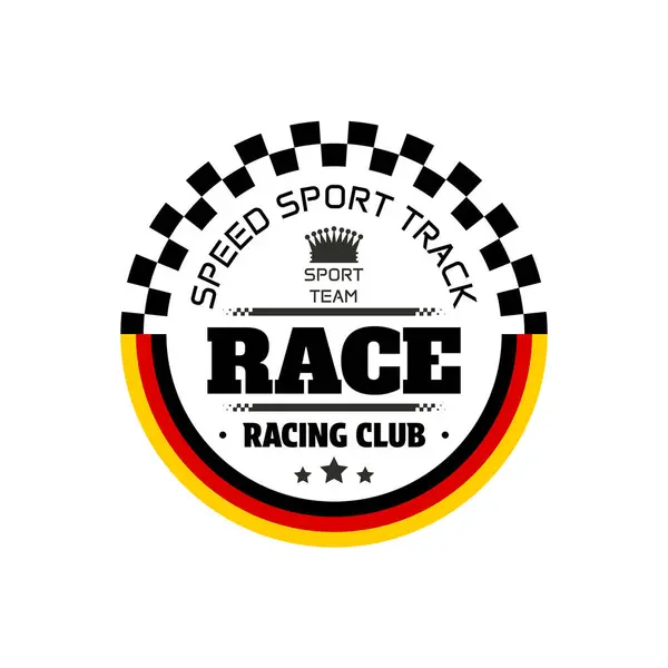 Эмблема Черного Круга Гонок Флагом Германии Тест Скорость Турниров Спортивных Лицензионные Стоковые Векторы