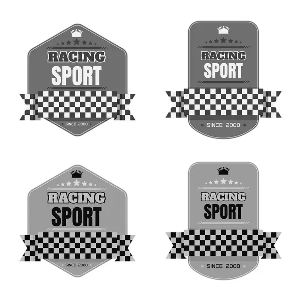Grey Retro Race Logo Racing Sports Designs Checkeres Patters Flags Stock Illustration