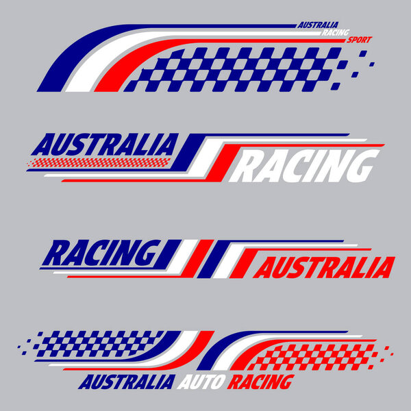 Наклейки на автомобили и мотоциклы. Австралия шашки halftone конструкции для гоночных турниров и соревнований. Пример смелых текстовых слов с линейными шаблонами