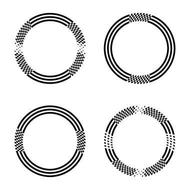 Spor araba çıkartmaları ve farklı moto yarış tasarımları için farklı daire işaretli logolar.