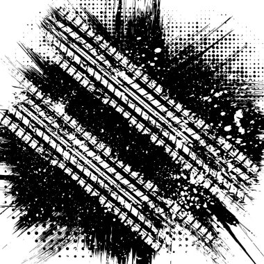 Grunge daire çerçeve ve lastik parça silueti ile beyaz arka plan