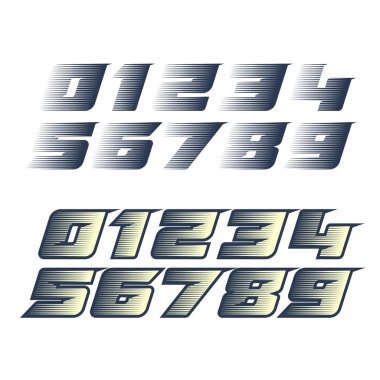Beyaz arkaplanda izole edilmiş işaretlenmiş bayrak desenli cesur yarış pisti numaraları kümesi
