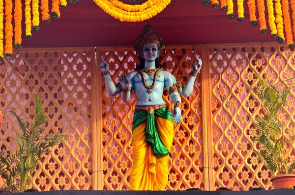view of  hindu god Vishnu idol in a temple