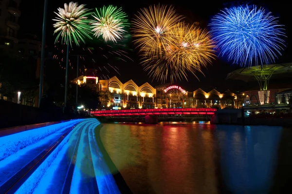 Feuerwerk Unterhaltungsbereich Und Zentrum Von Singapur lizenzfreie Stockfotos