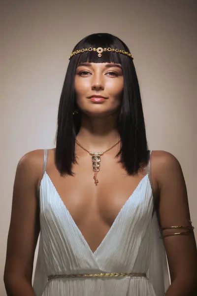 Fashion Stylish Beauty Portrait Black Short Haircut Professional Make Cleopatra — Stock Photo, Image