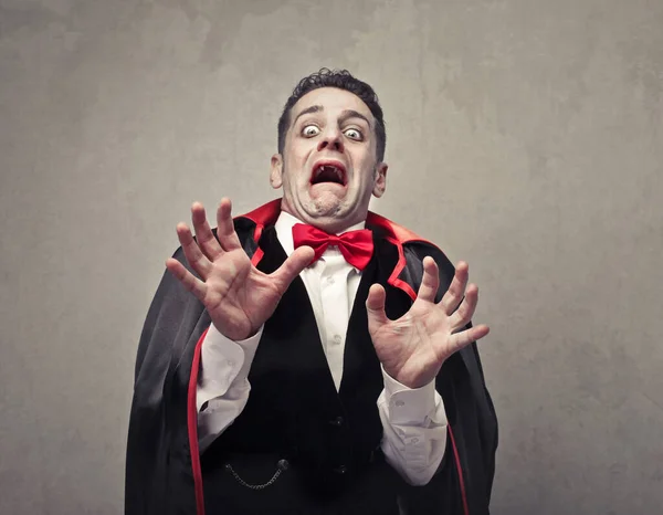 Man Disguised Scared Vampire — Stock Photo, Image