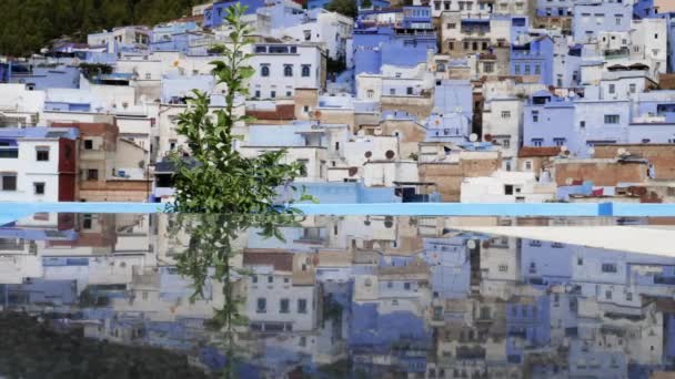 Vista Medina Cidade Velha Chefchaouen Marrocos Com Reflexões Famoso Destino — Vídeo de Stock