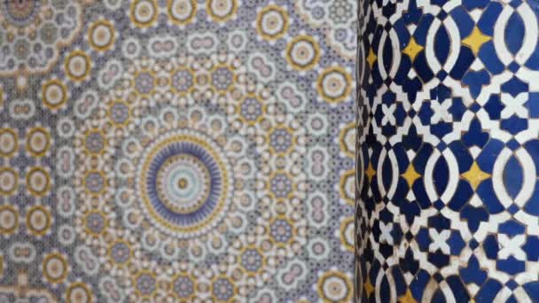 Moroccan Zellige Mosaic Pattern Traditional Islamic Geometric Design Morocco Made — Stok video