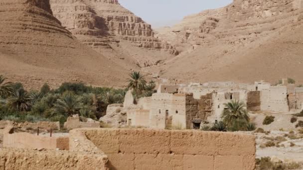 Vista Pueblo Rural Ksar Kasbah Casbah Valle Ziz Marruecos Auténtica — Vídeo de stock