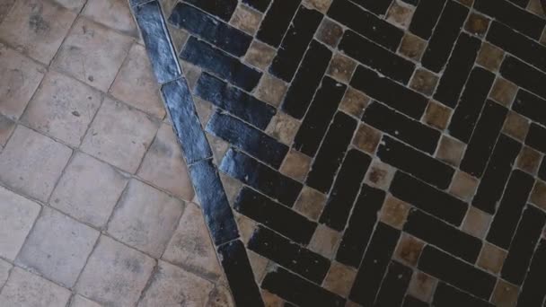 Традиційна Марокканська Коричнева Чорна Підлога Плитки Абстрактний Геометричний Дизайн Фонових — стокове відео