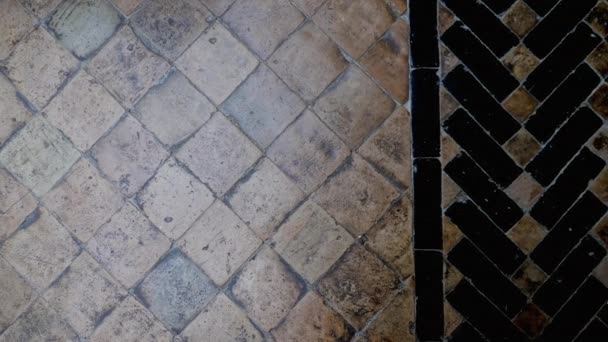 Tradycyjna Marokańska Brązowo Czarna Podłoga Kaflowa Streszczenie Geometrycznego Obrazu Tła — Wideo stockowe