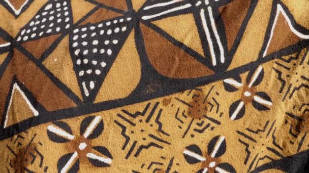 Bruine Katoenen Stof Met Traditioneel Afrikaans Design Afrikaanse Stijl Home — Stockvideo