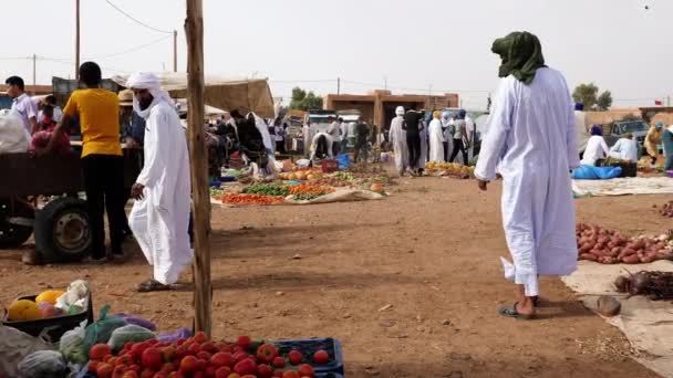 Mhamid Marokko Juni 2022 Ein Traditioneller Ländlicher Wochenmarkt Mhamid Südmarokko — Stockvideo