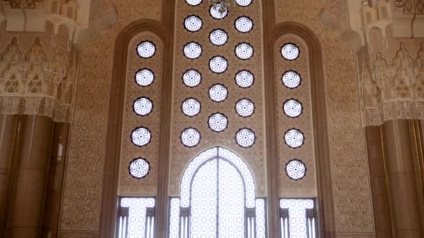 Casablanca Morocco July 2022 Window Interior Detail Mosque Hassan Footage — Stock Video