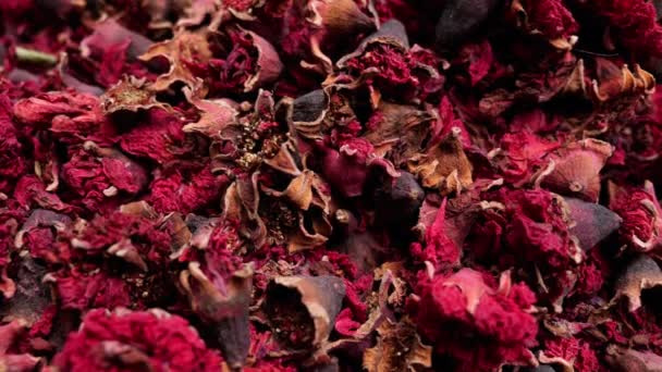 Сухие Красные Цветы Гибискуса Травяного Чая Медине Марракеша Марракеш Марокко — стоковое видео