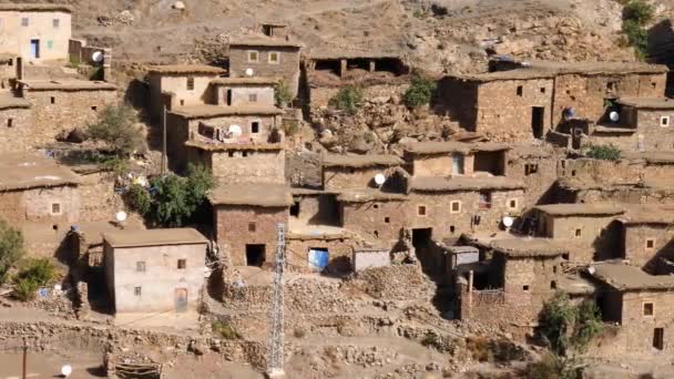 View Rural Village Old Stone Houses High Atlas Mountains Morocco — Vídeo de stock