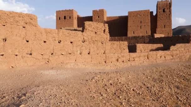 Uma Kasbah Vale Draa Fechar Autêntica Arquitectura Tradicional Marroquina Filmagem — Vídeo de Stock