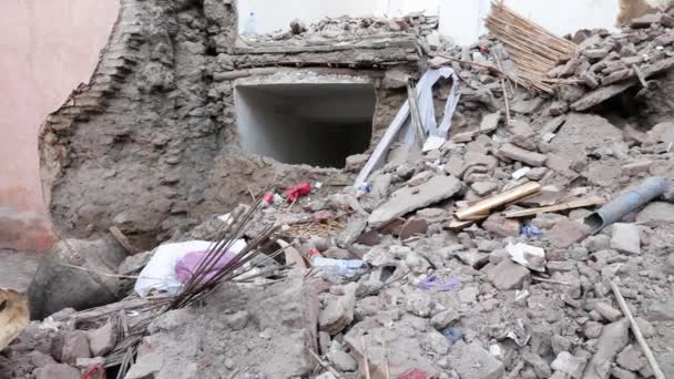 Marrakesch Marokko September 2023 Beschädigte Eingestürzte Gebäude Der Medina Erdbeben — Stockvideo