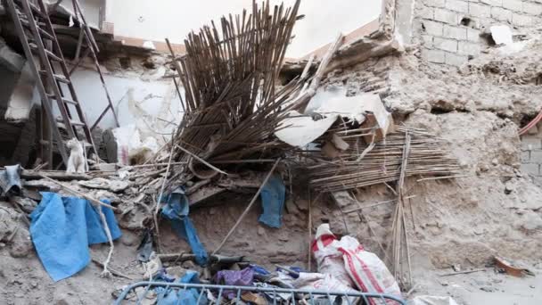 Marrakech Marrocos Setembro 2023 Prédios Danificados Desmoronados Dentro Medina Terramoto — Vídeo de Stock