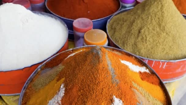 Colorato Mercato Delle Spezie Nel Souk Settimanale Rissani Sud Marocco — Video Stock