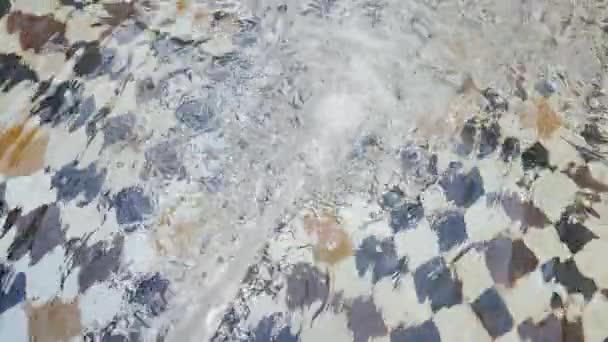 Water Pours Pool Moroccan Tiles Floor Footage — Stock Video