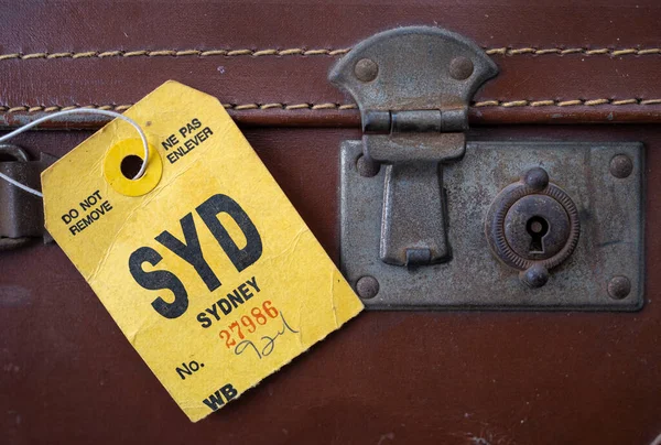Uma Etiqueta Bagagem Retro Uma Mala Vintage Para Sydney Austrália Fotografias De Stock Royalty-Free