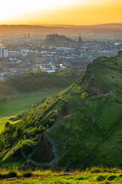 Den Vackra Staden Edinburgh Skottland Solnedgången Sommaren — Stockfoto