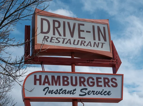Retro Vintage Sign Drive Restaurant Usa — Stock Photo, Image