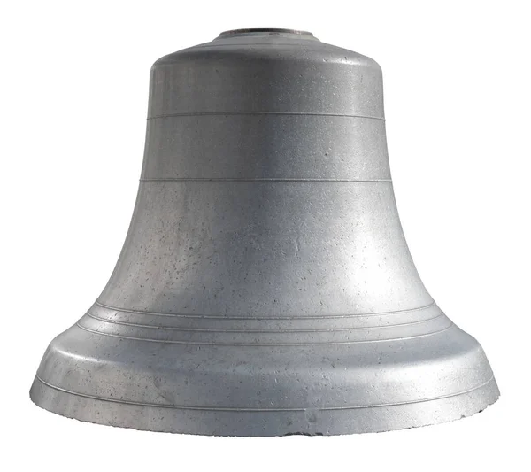 Eine Riesige Isolierte Silberne Glocke Auf Weißem Hintergrund — Stockfoto