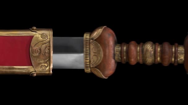 古代のオーネートの剣は アルファチャンネルでキャベツの外に移動しました — ストック動画