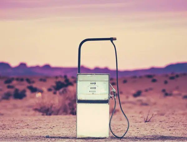 Vintage Retro Pump Abandoned Gas Station Mojave Desert Stock Photo