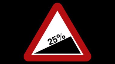 Bir Döngülü Animasyon UK Dik Yol, veya Gradyan Uyarı Yol İşareti