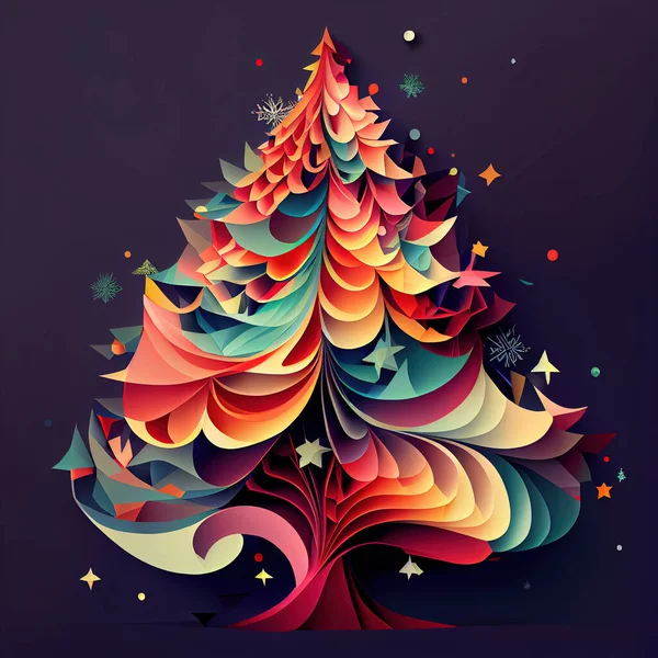 Colourful Abstract Christmas Tree Generative Illustration — 스톡 사진