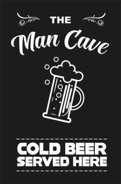 Man Cave Soğuk Birası Burada vektör illüstrasyonunu sunar