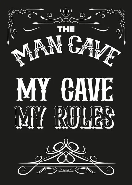 Man Cave Rules Vector Illustration — Stock Vector