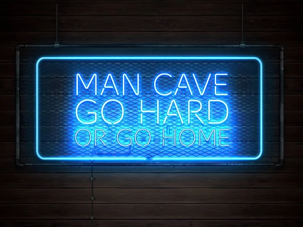Erkek Mağarası Sert Git Neon Tabelalı Tabela Çizimi — Stok fotoğraf