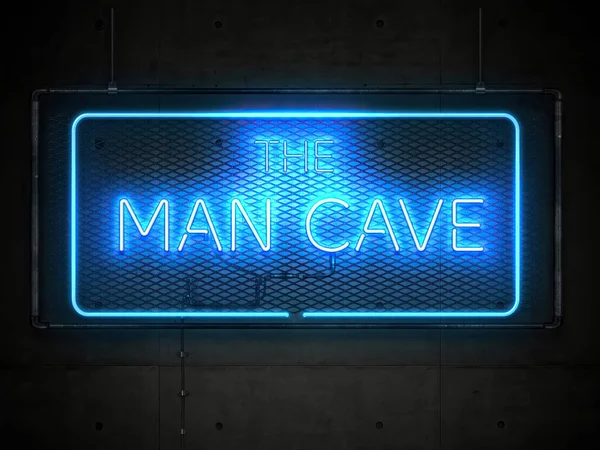 暗い背景の男の洞窟ネオンサインイラスト — ストック写真