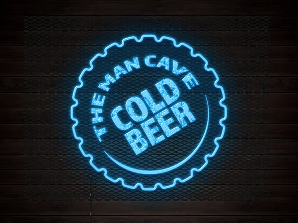 Man Cave Cold Beer Neon Sign Ilustração — Fotografia de Stock