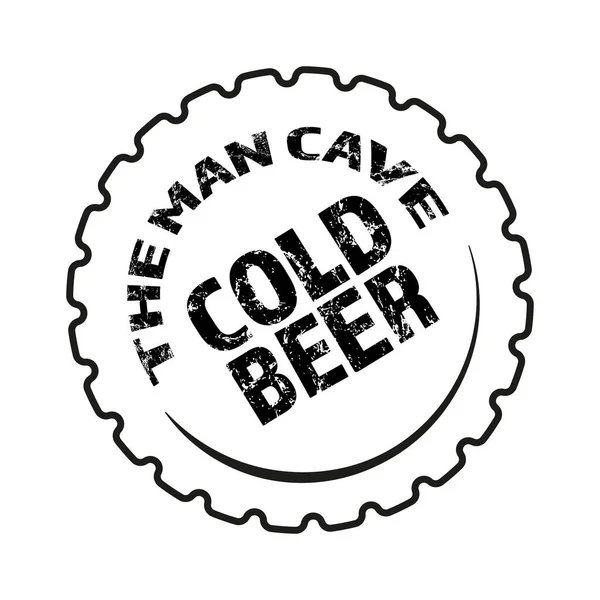 Man Cave Cold Beer Beer Cap Vector Illustration — Stock Vector