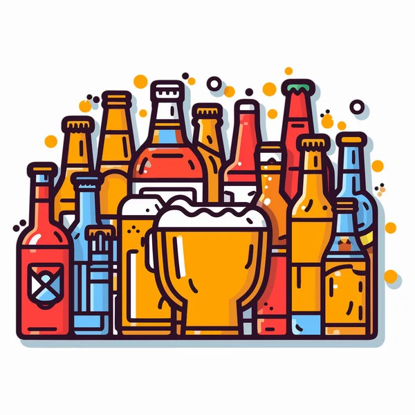 Garrafas Cerveja Ilustração Vetorial — Vetor de Stock