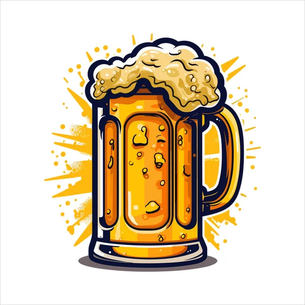 Caneca Cerveja Ilustração Vetorial Estilo Cômico —  Vetores de Stock