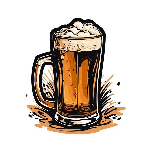 Пиво Муг Векторна Ілюстрація Білим Тлом — стоковий вектор