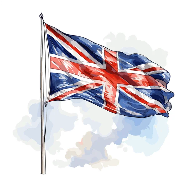 Union Jack Flag Illustrazione Vettoriale Acquerello — Vettoriale Stock
