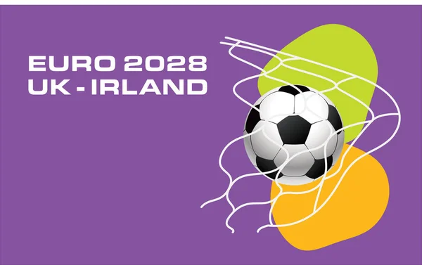ユーロ2028 ヨーロッパサッカー選手権 2028 イギリスアイルランドのベクターイラスト — ストックベクタ