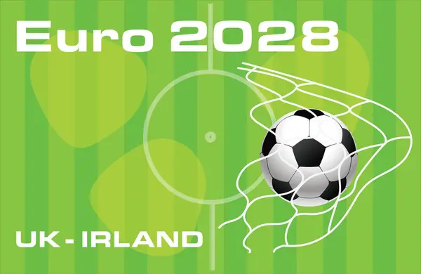 ユーロ2028 ヨーロッパサッカー選手権 2028 イギリスアイルランドのベクターイラスト — ストックベクタ