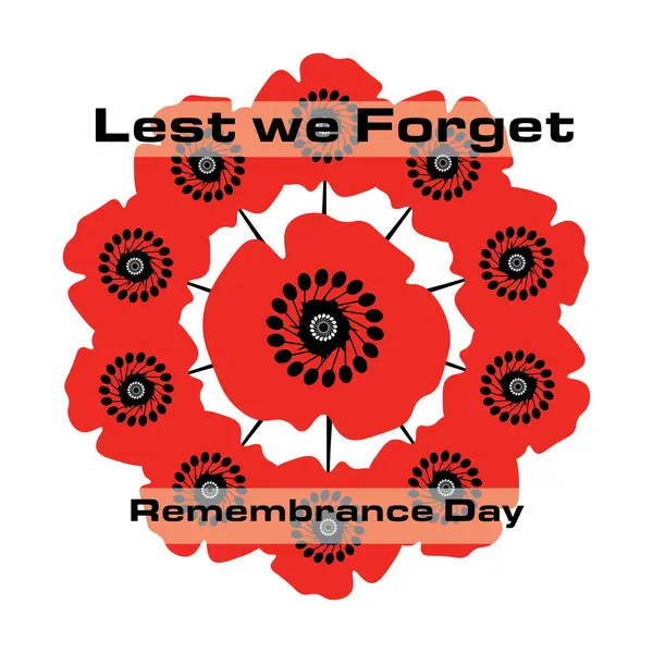 Dia Memória Para Que Não Nos Esqueçamos Red Poppys Dia — Vetor de Stock