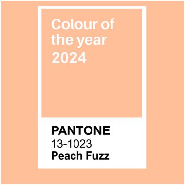 Pantone Peach Fuzz, 2024 'ün Moda Rengi. Renk deseni, vektör illüstrasyonu