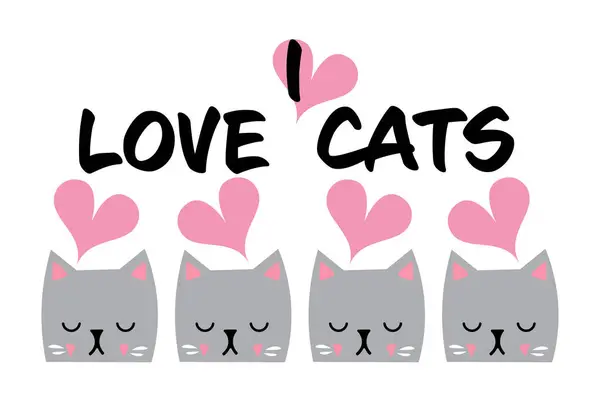 Miluju Cats Vector Illustration — Stockový vektor
