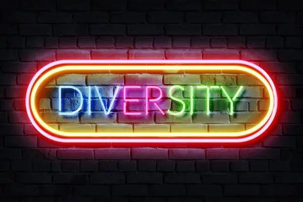 stock image Vibrant neon sign displaying the word 