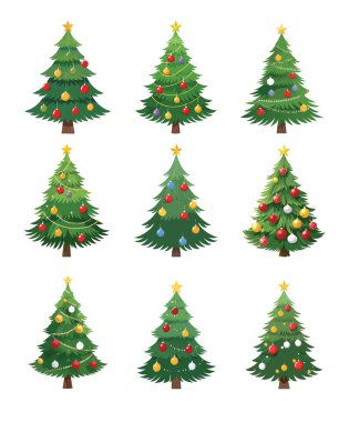 Bayram için Noel Süslemeleri ve Süslemeleri olan Vektör Noel Ağaçları